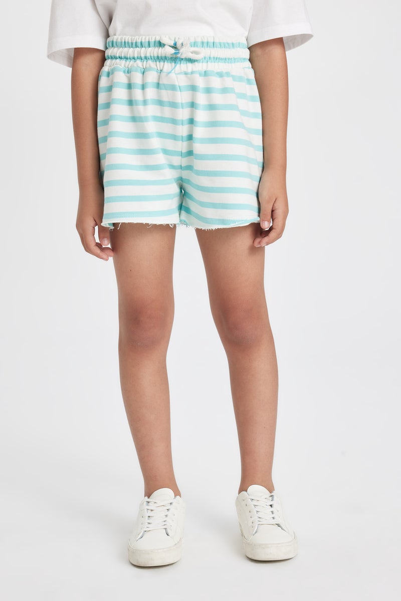 DeFacto Blue Girl Girl Striped Shorts Casual - Image 4